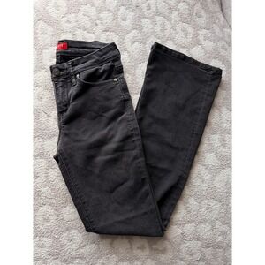 Vintage GUESS Black Flare Jeans Y2K 90s‎ Low Rise Triangle Logo Women's size 26